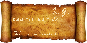 Kohári Győző névjegykártya